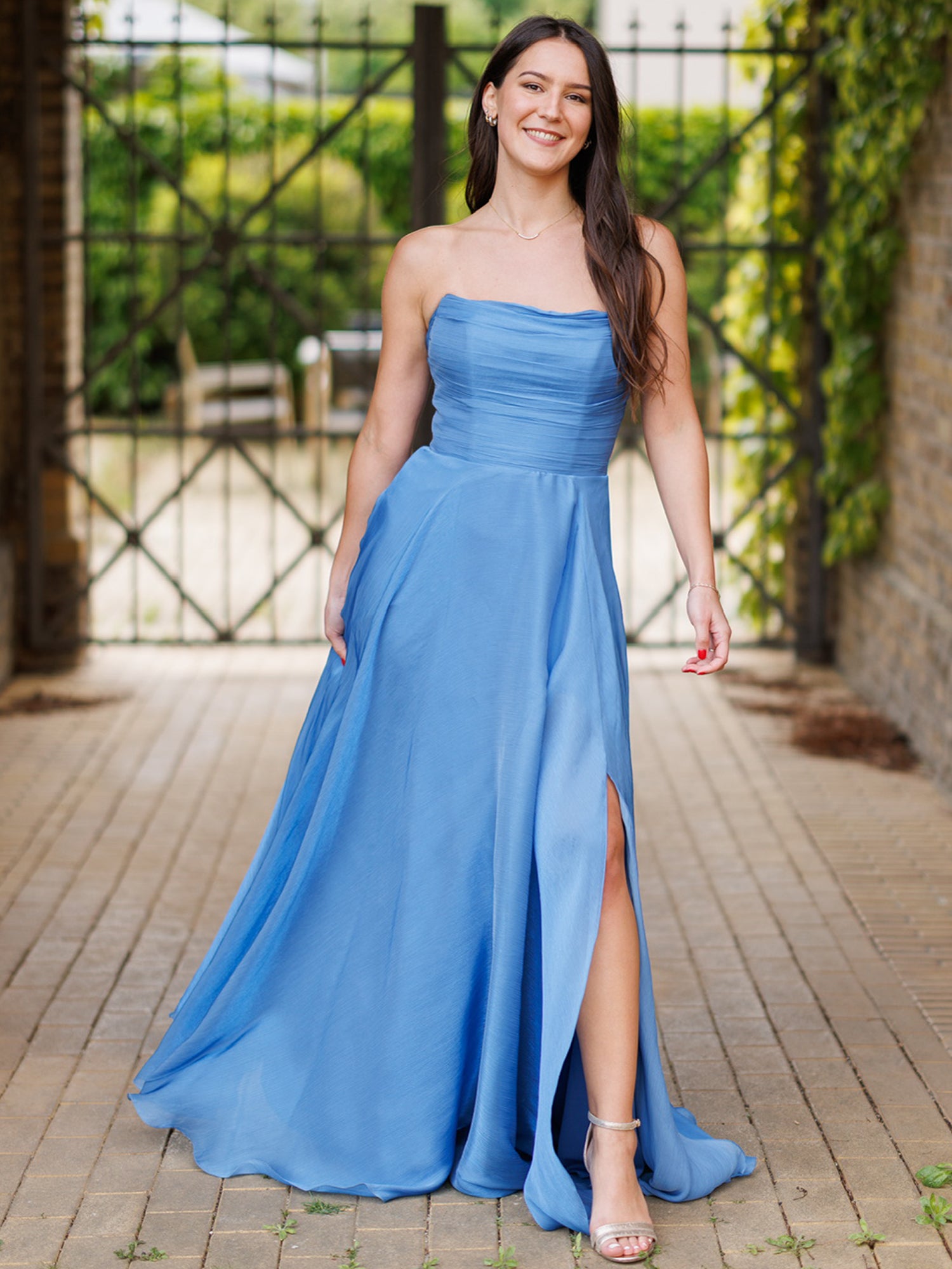 Abendkleid Frieda - Taubenblau