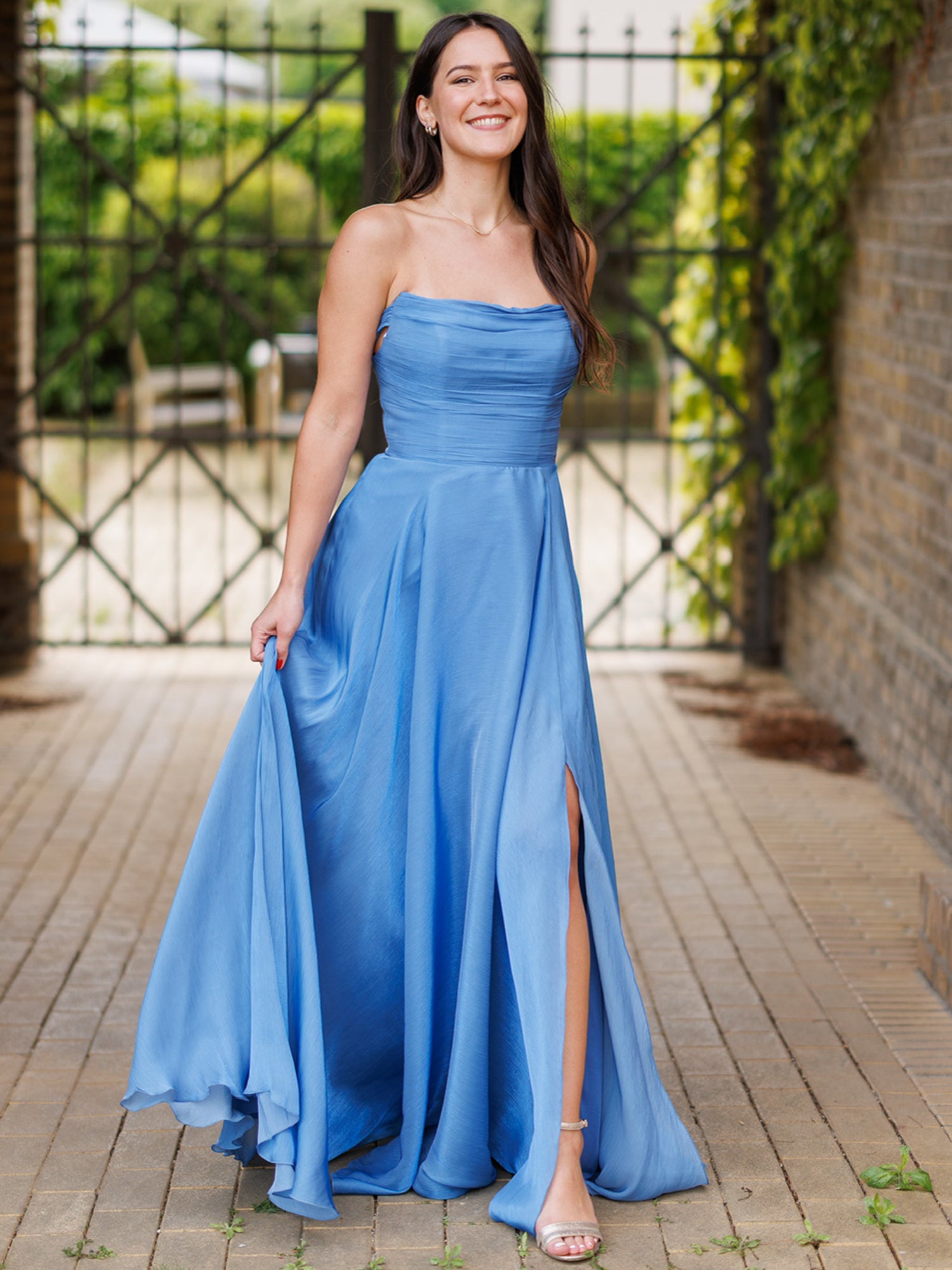 Abendkleid Frieda - Taubenblau