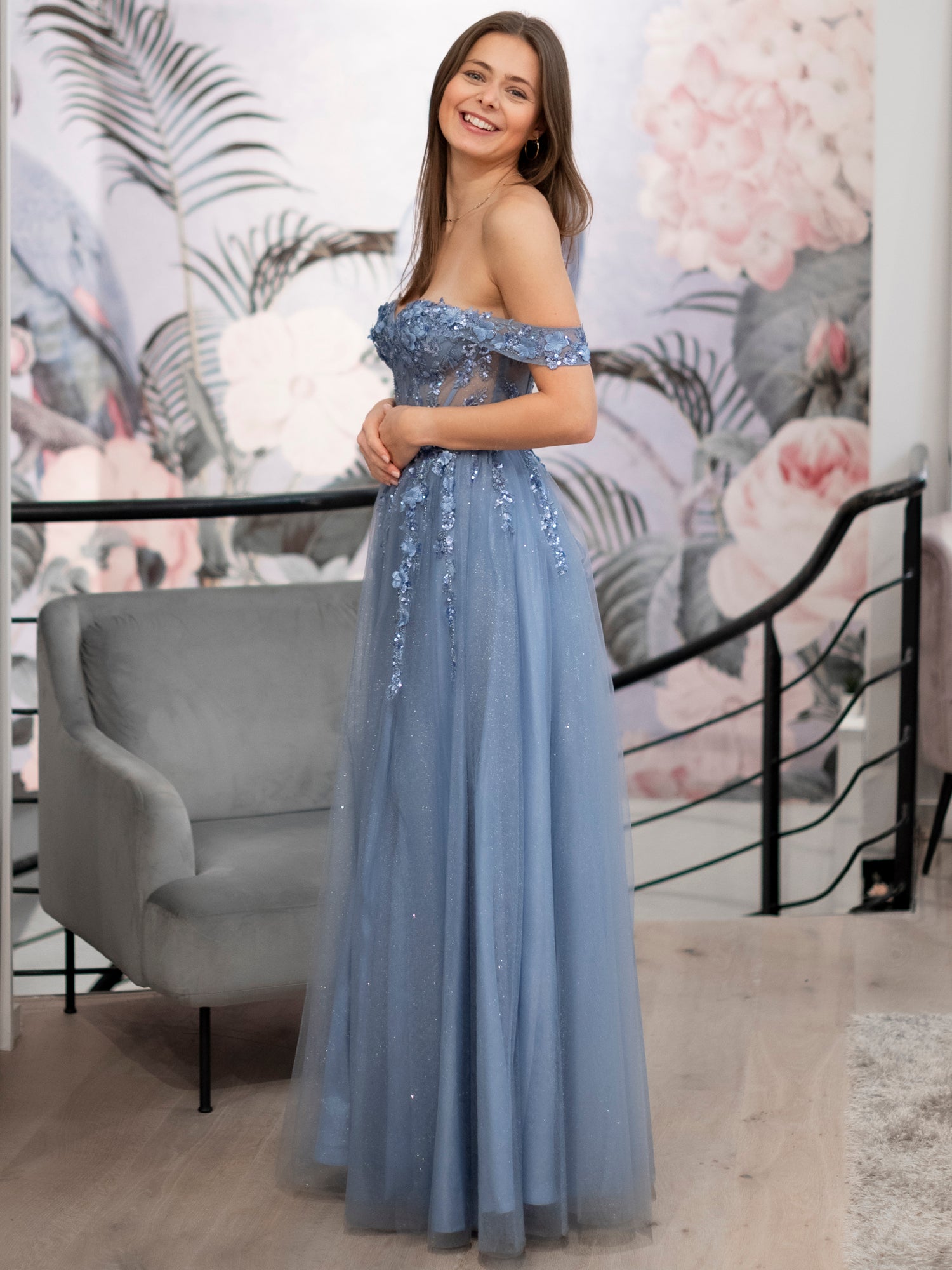 Abendkleid Lilly - Graublau