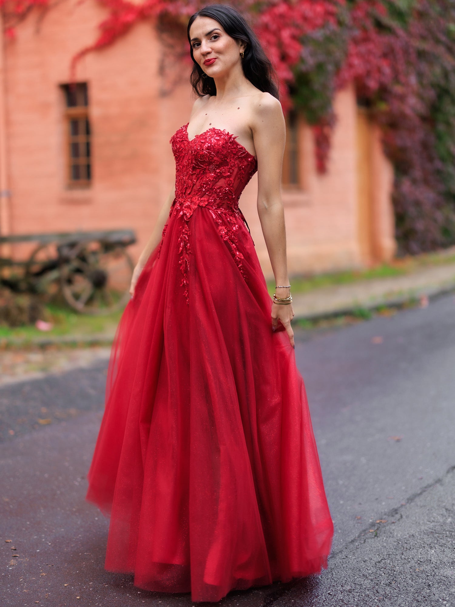 Abendkleid Sarah - Weinrot
