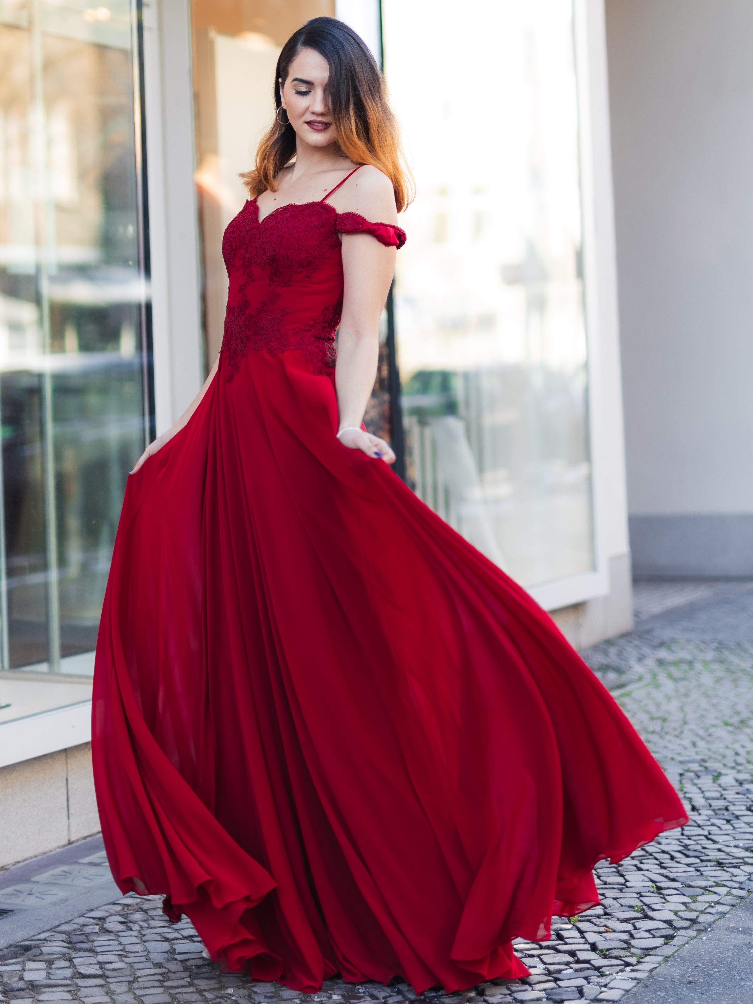 Abendkleid Hildalena - Weinrot