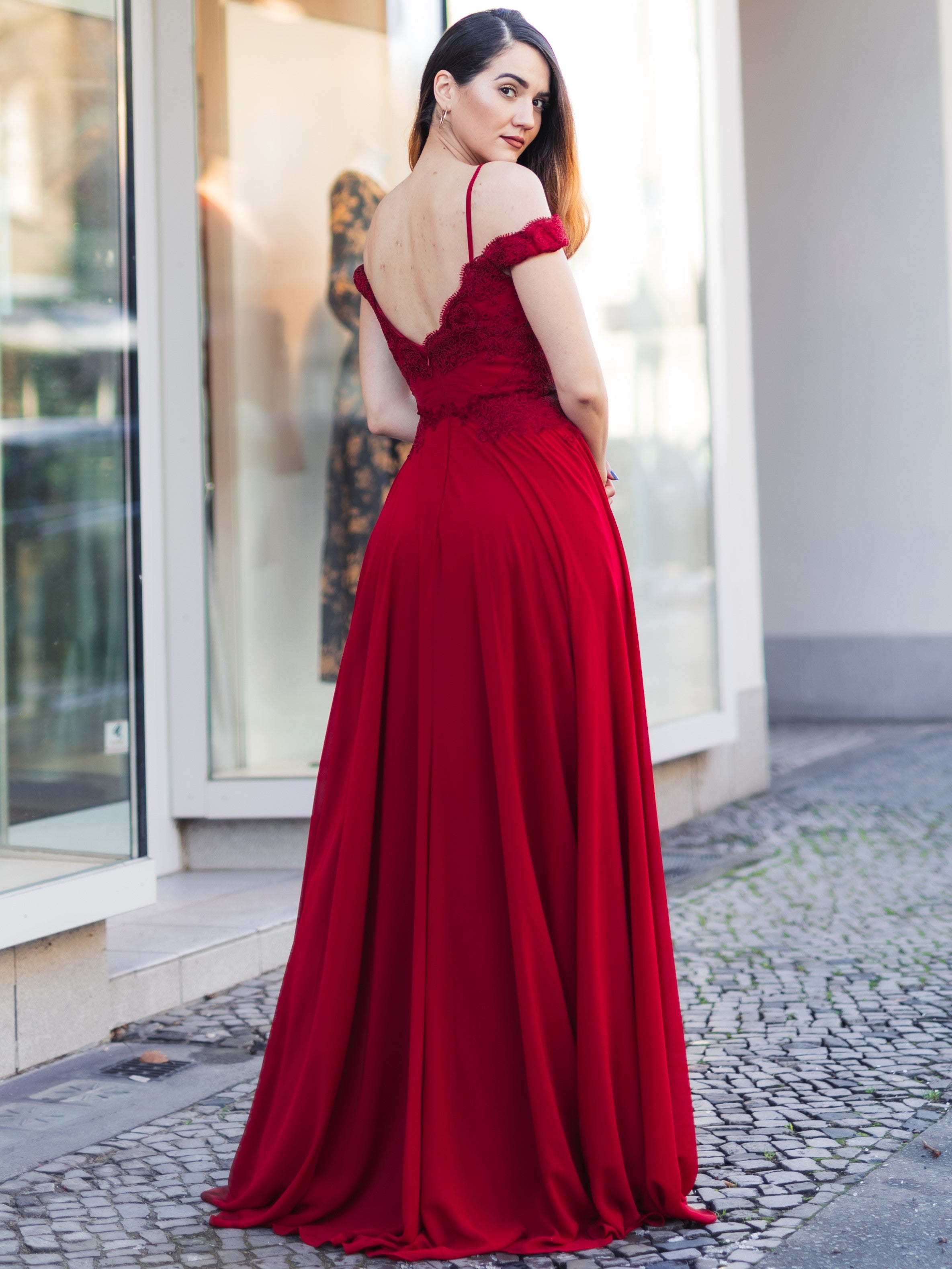 Abendkleid Hildalena - Weinrot