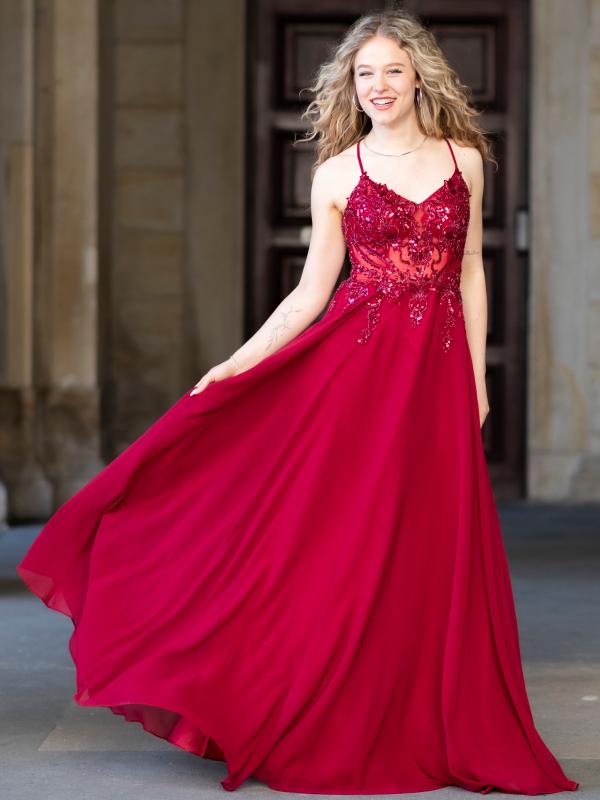 Abendkleid Iselda, weinrot v2