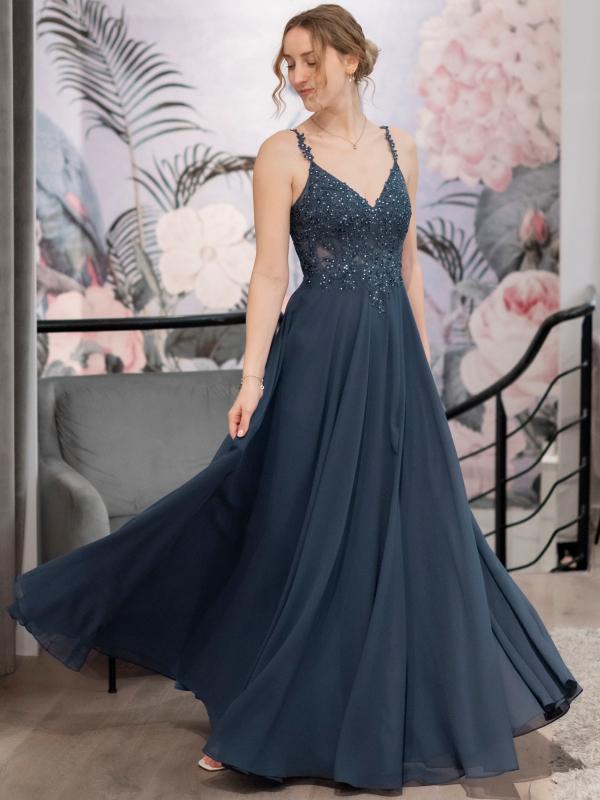 Abendkleid Loretta, graublau v2