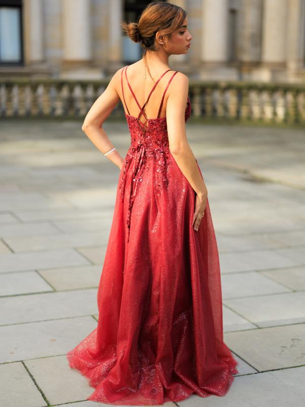 Ballkleid mit Tüll Serina, weinrot h