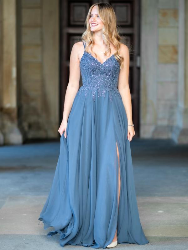 Abendkleid Lorena, graublau v