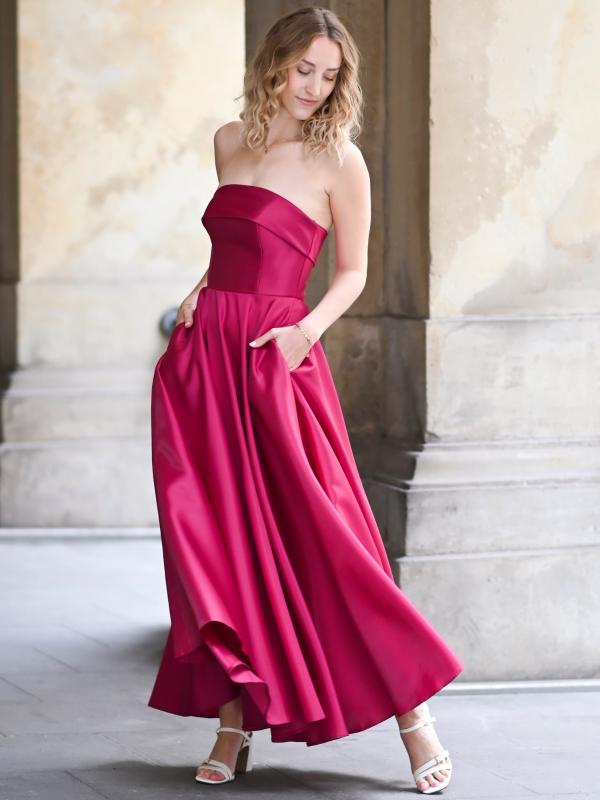 Abendkleid Midi Agnes, fuchsia v2