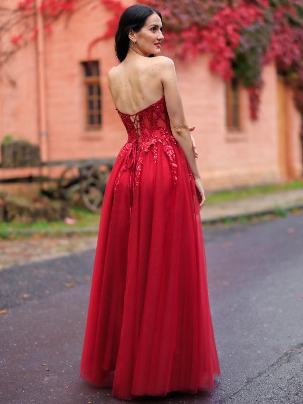 Ballkleid mit Tüll Sarah, weinrot h