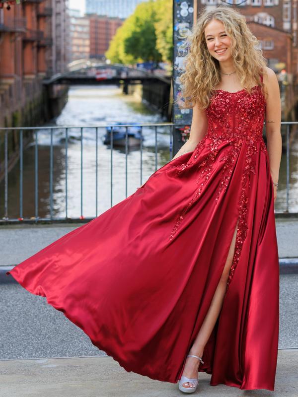 Abendkleid Malin, weinrot v2