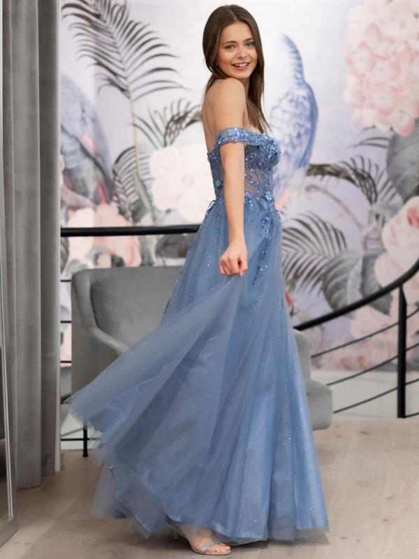 Ballkleid mit Tüll Lilly, graublau s2