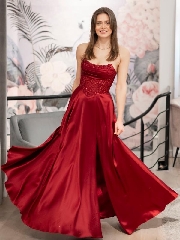 Abendkleid Ariana, weinrot v2