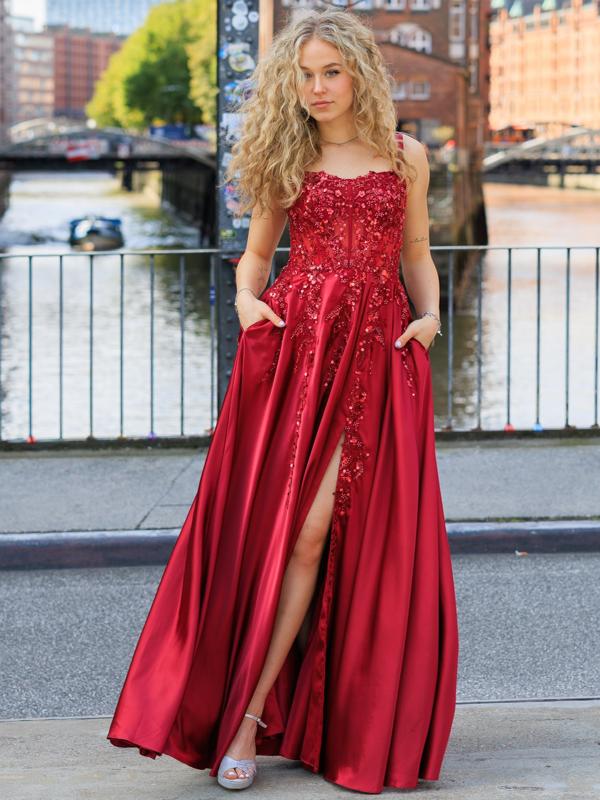 Abendkleid Malin, weinrot v