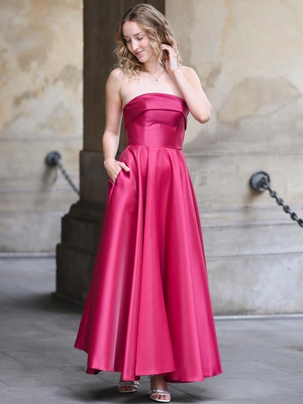 Abendkleid Midi Agnes, fuchsia v