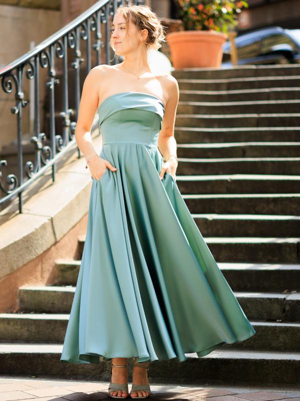 Abendkleid Midi Agnes, salbeigrün v