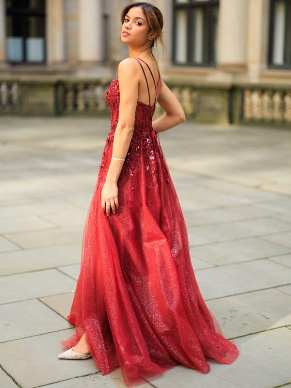 Ballkleid mit Tüll Serina, weinrot s