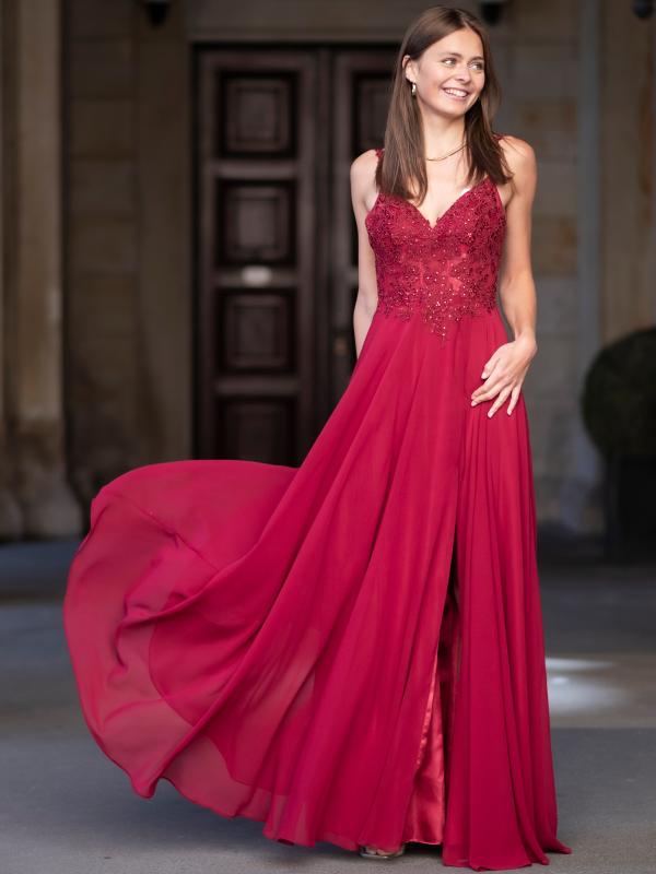 Abendkleid Loretta, weinrot v2