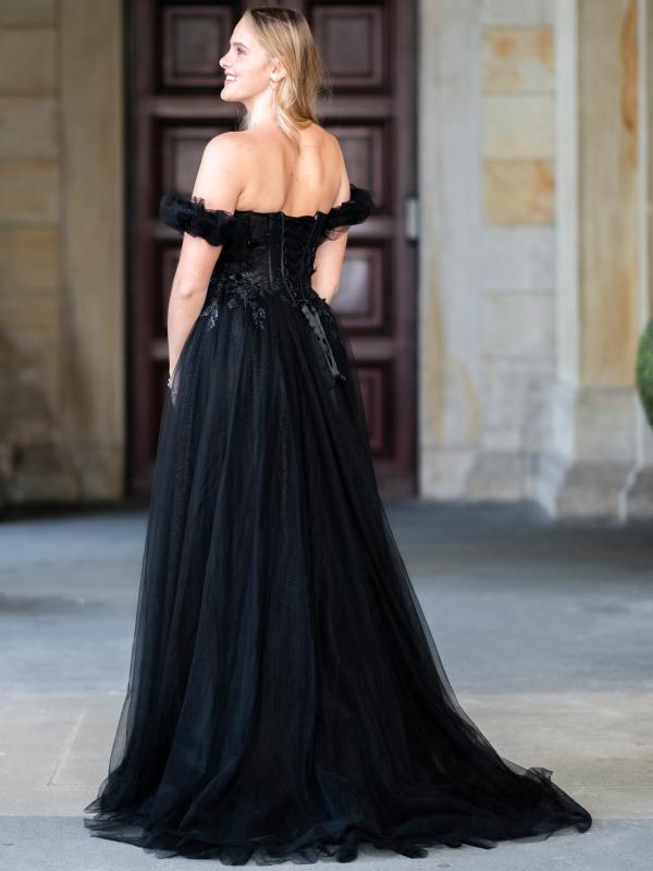 Ballkleid mit Tüll Varna, schwarz h