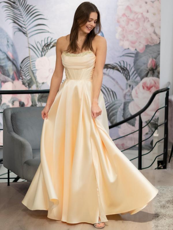 Abendkleid Annabelle, gelb v2