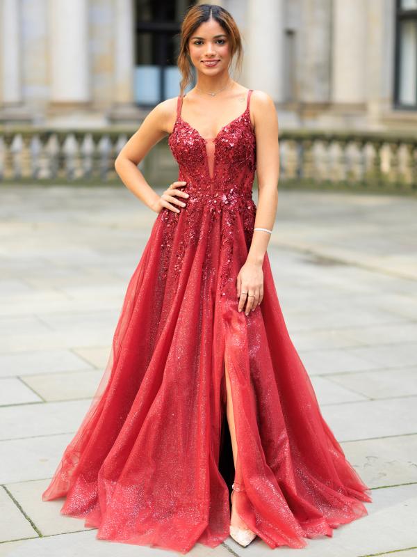 Ballkleid mit Tüll Serina, weinrot v