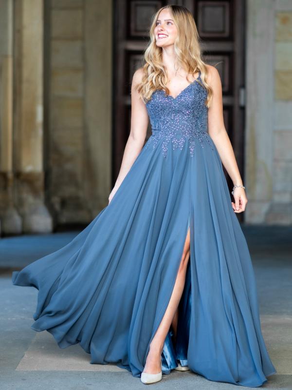 Abendkleid Lorena, graublau v2