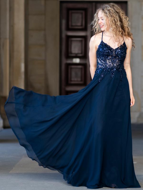 Abendkleid Iselda, dunkelblau v2