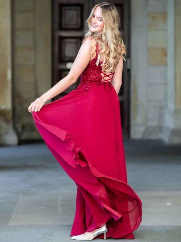 Abendkleid Lavinia, weinrot s2