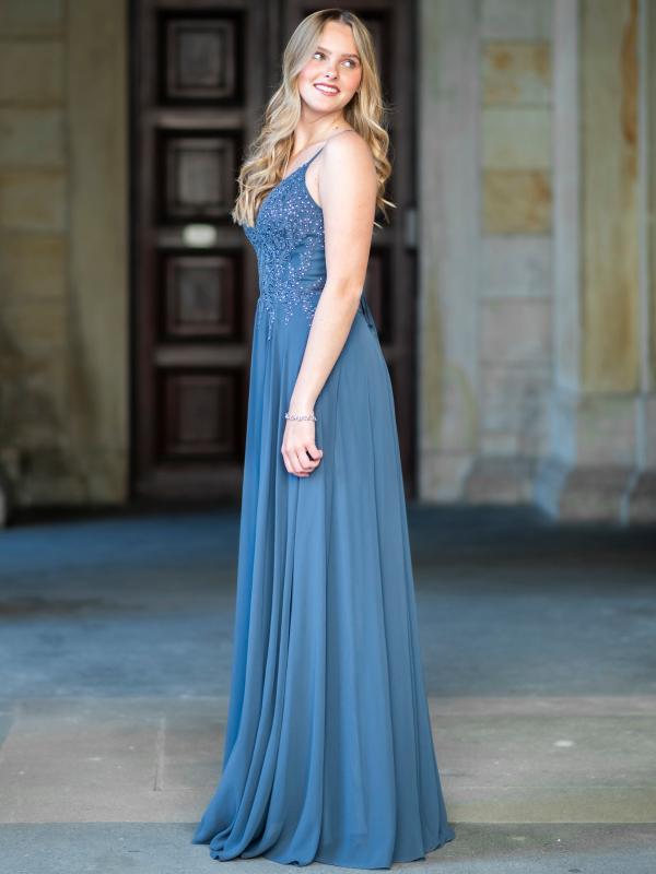 Abendkleid Lorena, graublau s