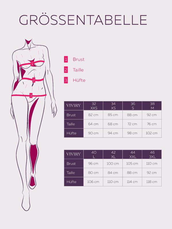 Abendkleid Ariana, dunkelblau Größentabelle