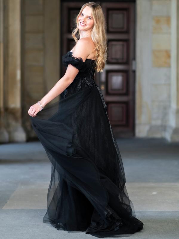 Ballkleid mit Tüll Varna, schwarz s2