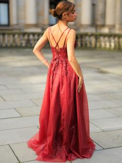 Ballkleid mit Tüll Serina, weinrot