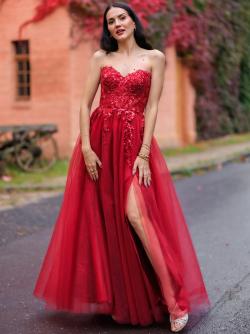 Ballkleid mit Tüll Sarah, weinrot