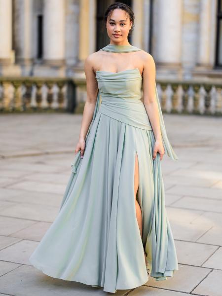 Abendkleid Aurora, salbeigrün
